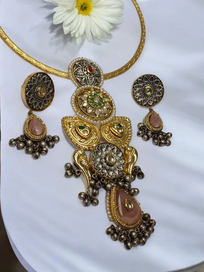 PINK DROP HASLI VINITA GERMAN SILVER JEWELLERY SET