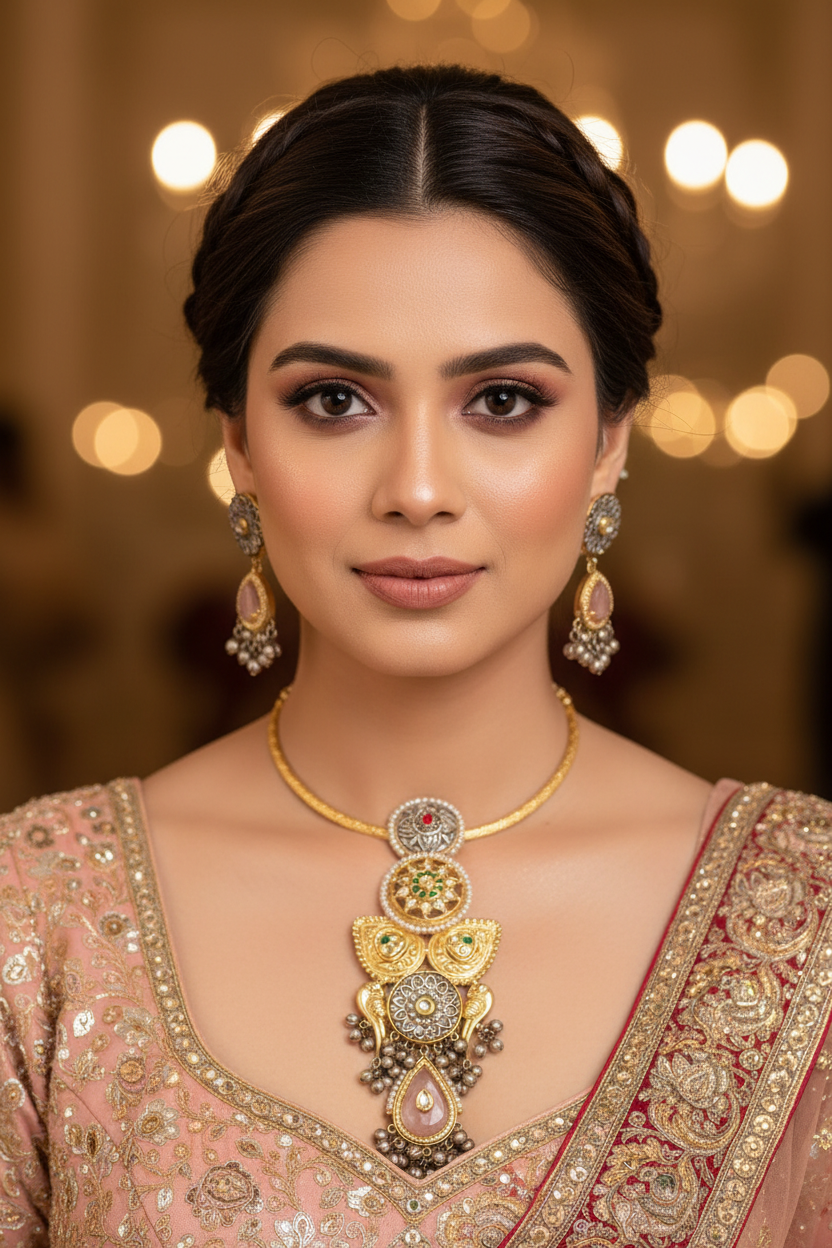 PINK DROP HASLI VINITA GERMAN SILVER JEWELLERY SET