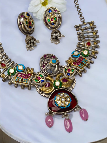 MULTI SHUBHANGI GERMAN SILVER JEWELLERY SET