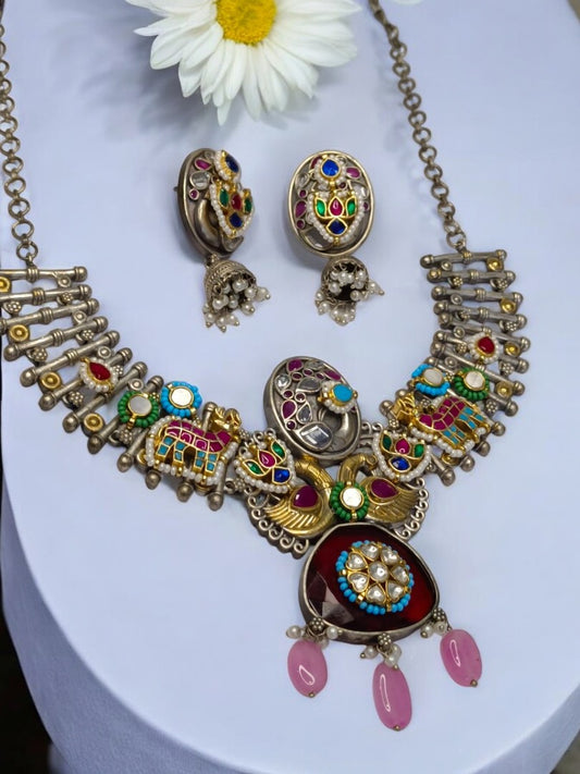 MULTI SHUBHANGI GERMAN SILVER JEWELLERY SET