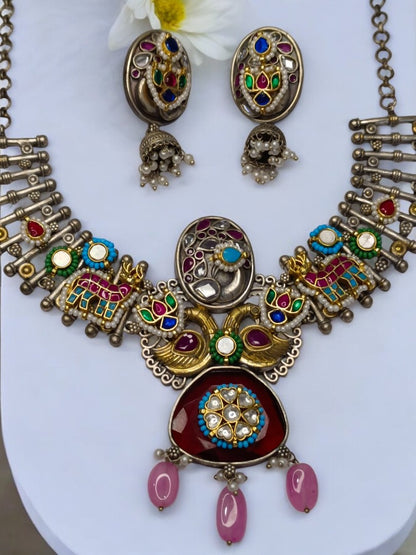 MULTI SHUBHANGI GERMAN SILVER JEWELLERY SET