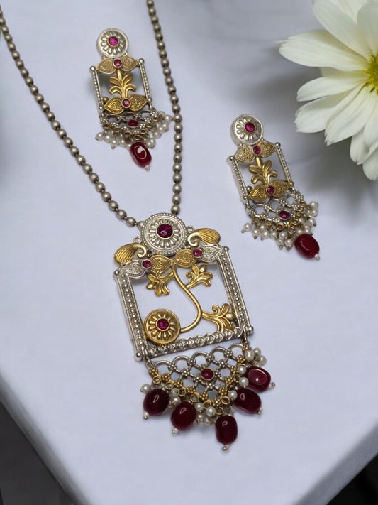 RUBY KAVERISHI GERMAN SILVER JEWELLERY SET