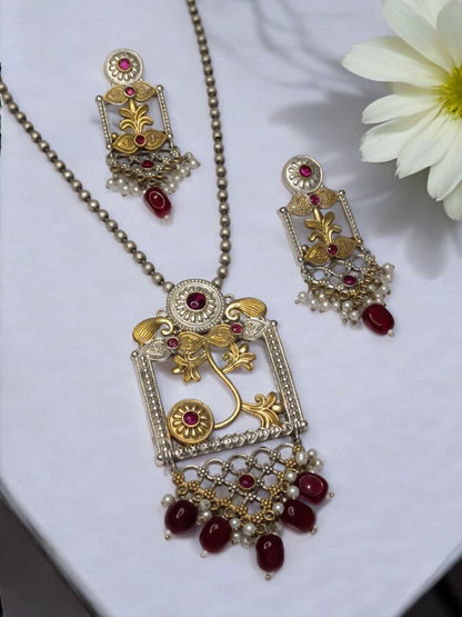 RUBY KAVERISHI GERMAN SILVER JEWELLERY SET