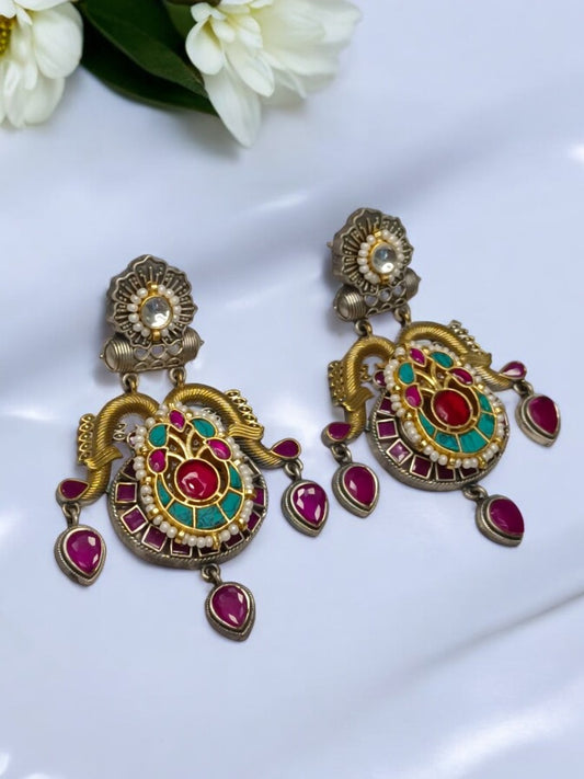 MULTI GYANDA GERMAN SILVER EARRINGS