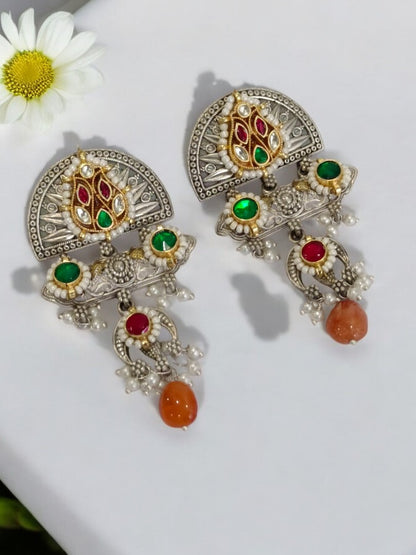 MULTI KATYAYNI GERMAN SILVER EARRINGS