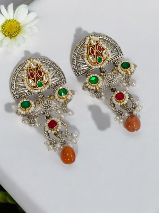 MULTI KATYAYNI GERMAN SILVER EARRINGS