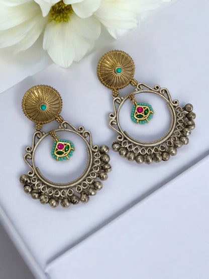 SKY BLUE KAMLINI GERMAN SILVER EARRINGS
