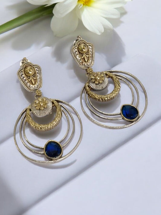 BLUE LINAA GERMAN SILVER EARRINGS