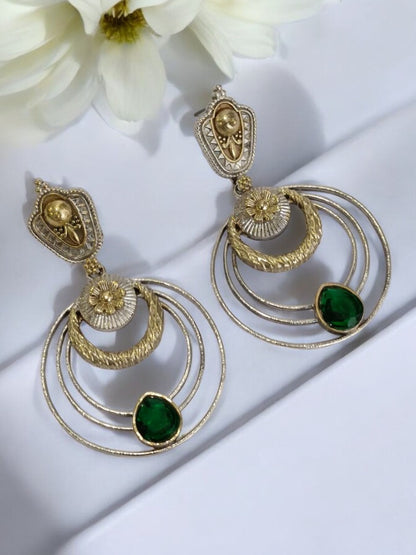 GREEN LINAA GERMAN SILVER EARRINGS