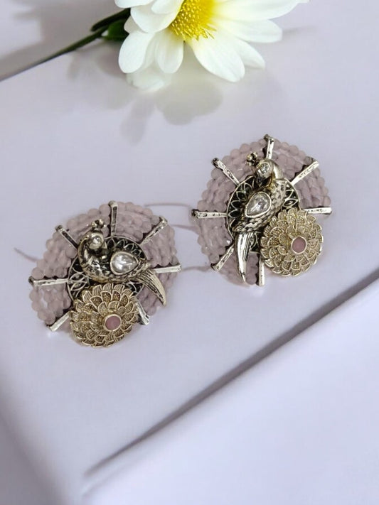 PINK JAGRUTEE GERMAN SILVER EARRINGS