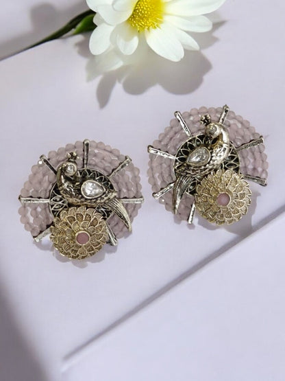 PINK JAGRUTEE GERMAN SILVER EARRINGS