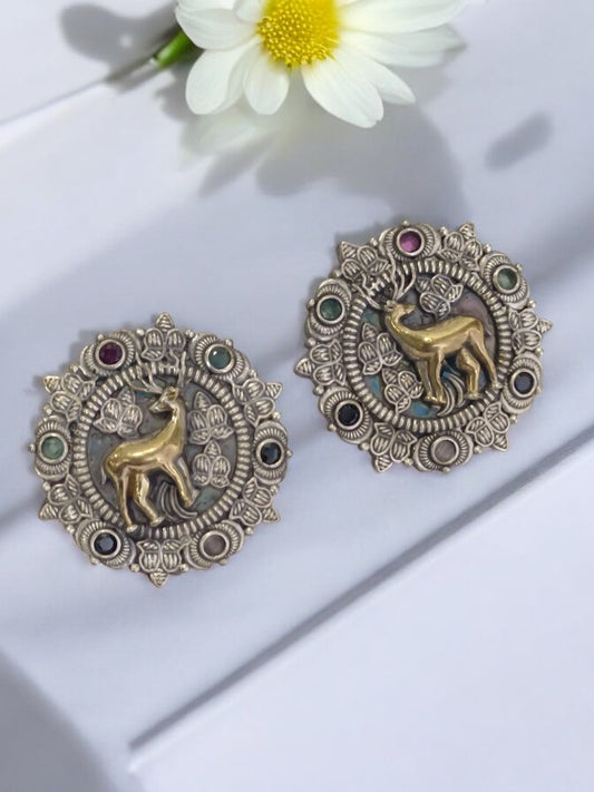 MULTI POOSHPA GERMAN SILVER EARRINGS