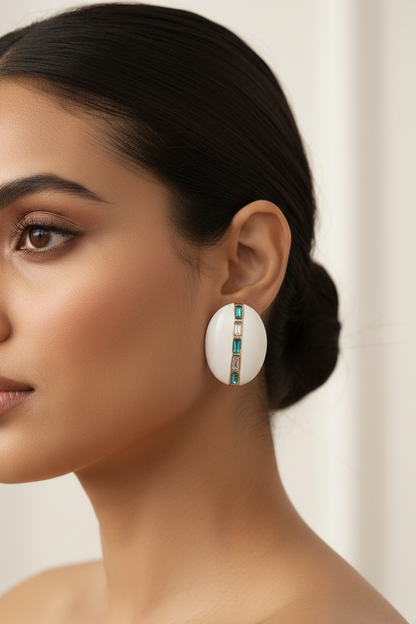 WHITE OVAL WILLIE EARRINGS