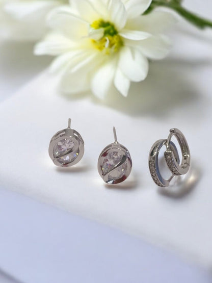 SILVER DIAMOND ALYA EARRINGS (COMBO)