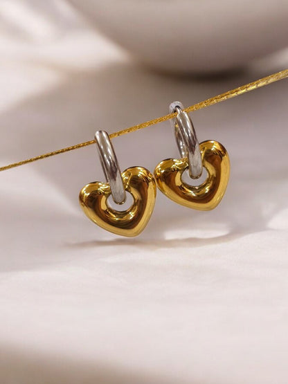 SILVER HOOP GOLD HEART LICIE EARRINGS