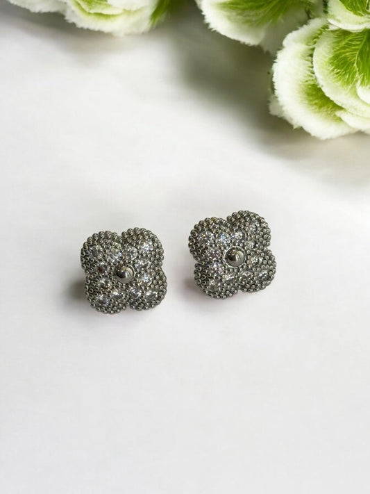 SILVER DIAMOND CLOVER GRISHMAK EARRINGS