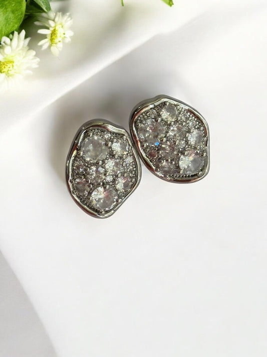 SILVER DIAMOND BAHULIA EARRINGS
