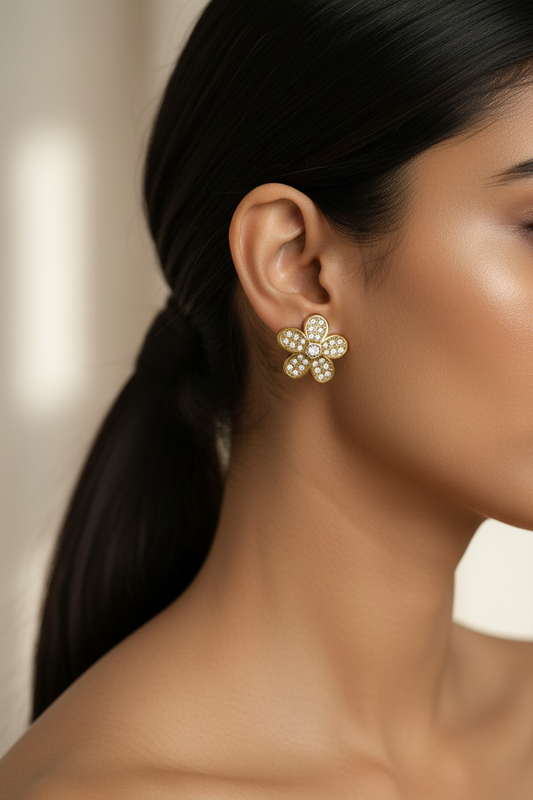 GOLDEN DIAMOND FLOWER RUDRIE EARRINGS
