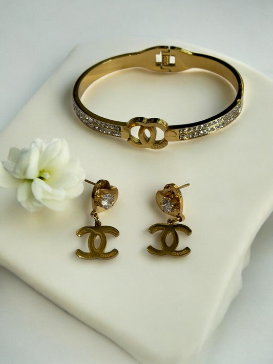 GOLDEN OAKLYNN BRACELET AND EARRING (COMBO)