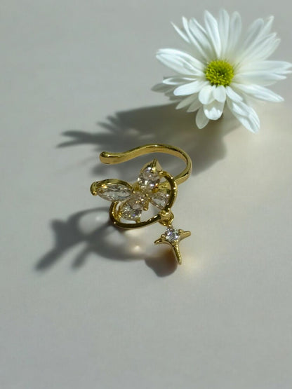 GOLDEN DIAMOND BUTTERFLY TADEO EAR CUFF