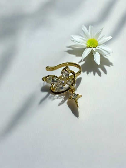 GOLDEN DIAMOND BUTTERFLY TADEO EAR CUFF