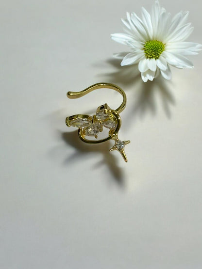 GOLDEN DIAMOND BUTTERFLY TADEO EAR CUFF