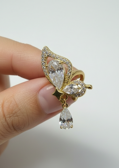GOLDEN DIAMOND BUTTERFLY KIAN LEFT EAR CUFF