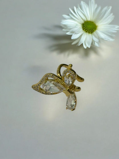 GOLDEN DIAMOND BUTTERFLY KIAN LEFT EAR CUFF