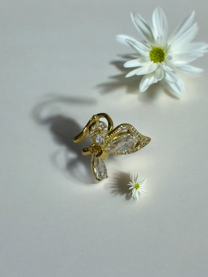 GOLDEN DIAMOND BUTTERFLY KIAN LEFT EAR CUFF
