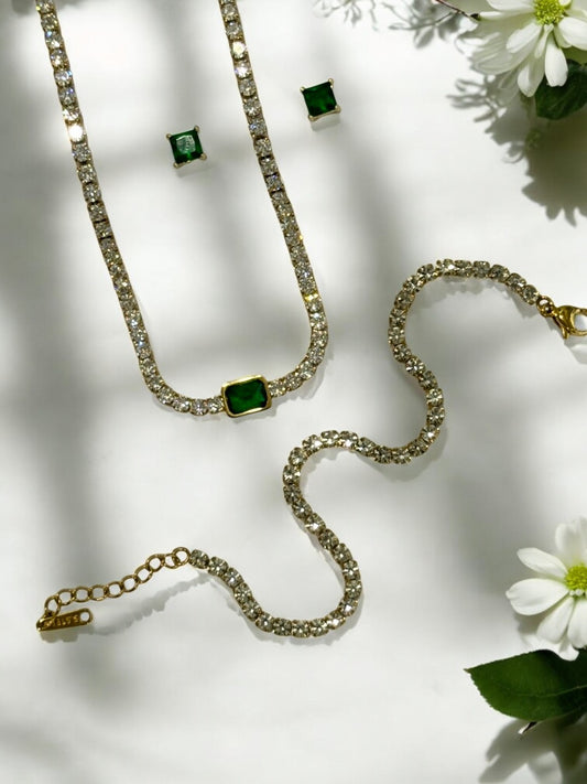GREEN DIAMOND KADEN NECKLACE SET (COMBO)