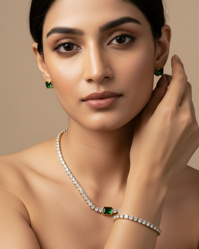 GREEN DIAMOND KADEN NECKLACE SET (COMBO)