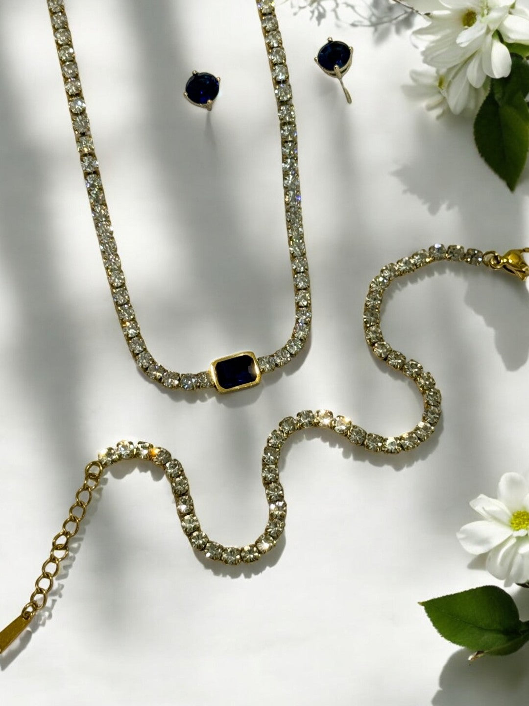 BLUE DIAMOND KADEN NECKLACE AND BRACELET (COMBO)