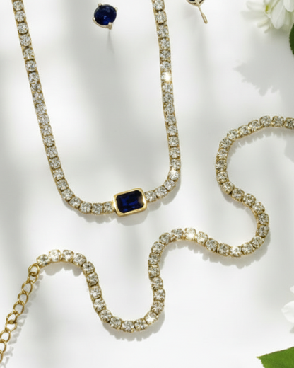 BLUE DIAMOND KADEN NECKLACE AND BRACELET (COMBO)