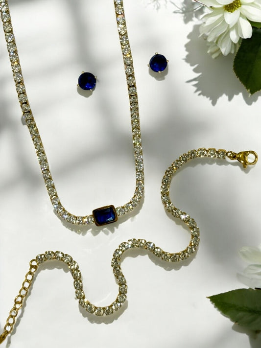 BLUE DIAMOND KADEN NECKLACE AND BRACELET (COMBO)