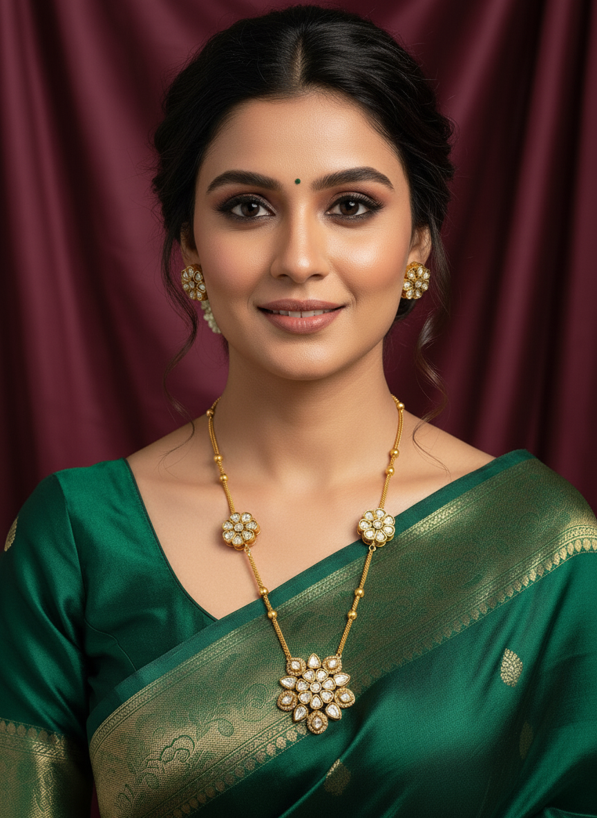 GOLDEN RACHI KUNDAN JEWELLERY SET