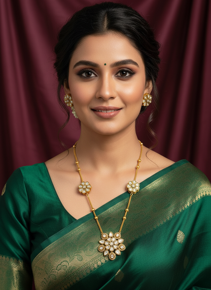 GOLDEN RACHI KUNDAN JEWELLERY SET