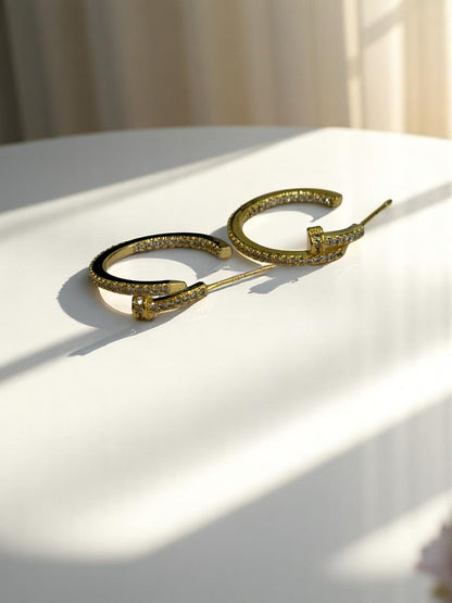 GOLDEN DIAMOND NAIL JACE EARRINGS
