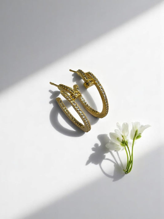 GOLDEN DIAMOND NAIL JACE EARRINGS