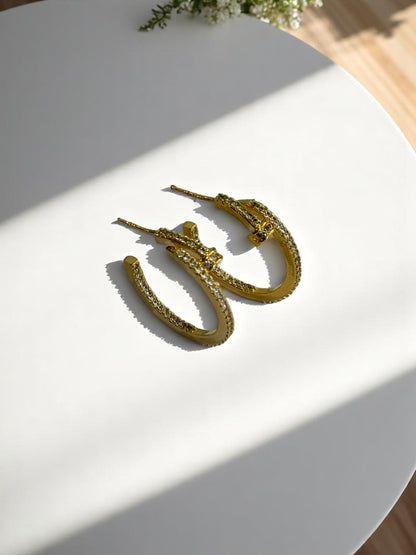 GOLDEN DIAMOND NAIL JACE EARRINGS