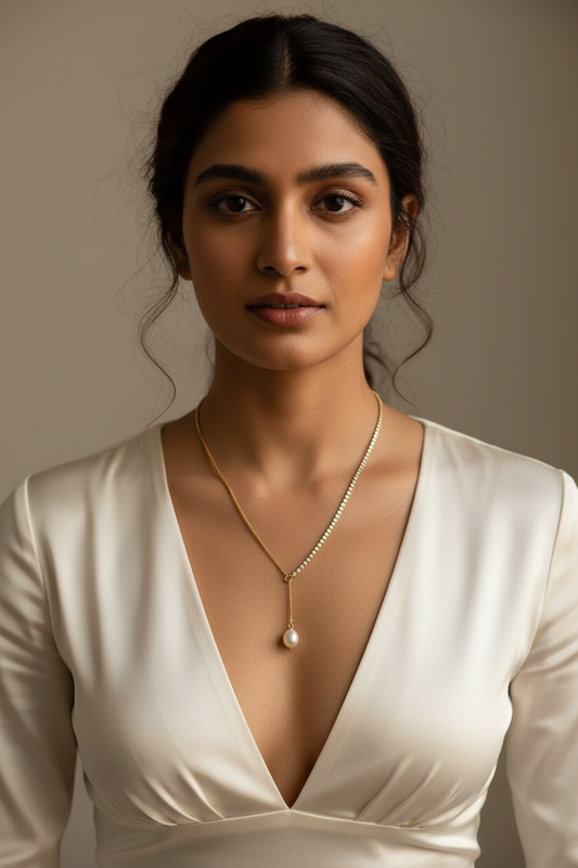 GOLDEN DIAMOND PEARL WESTON NECKLACE