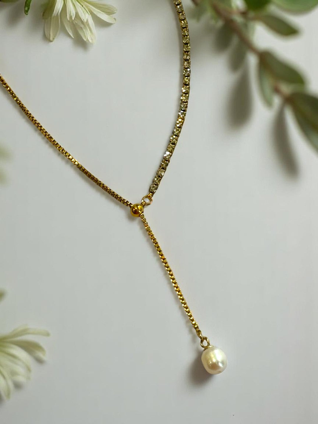 GOLDEN DIAMOND PEARL WESTON NECKLACE