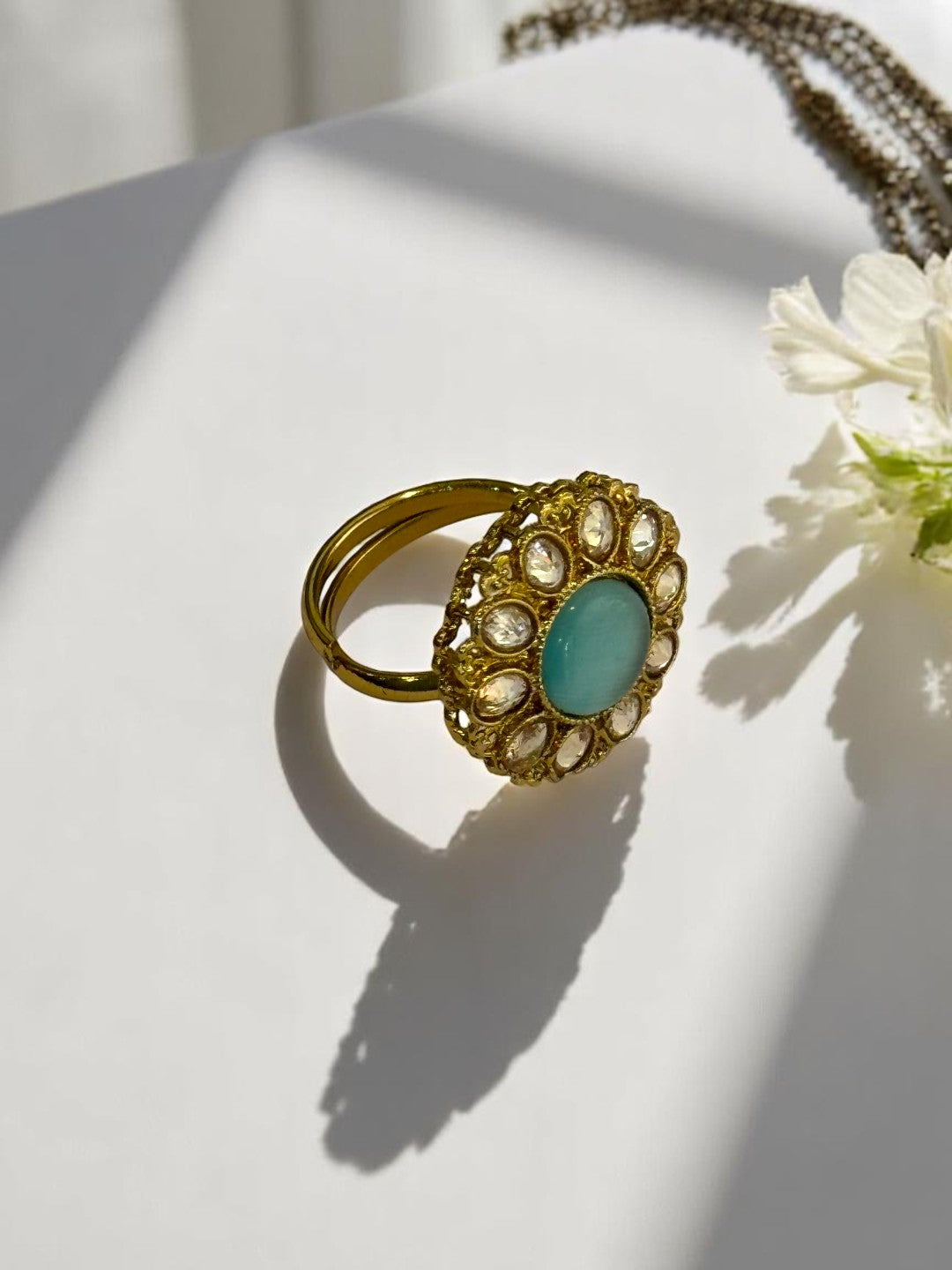 SEA GREEN ERISHA KUNDAN RINGS