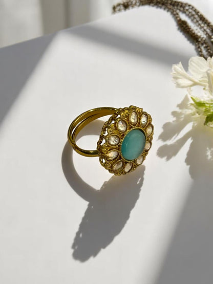 SEA GREEN ERISHA KUNDAN RINGS