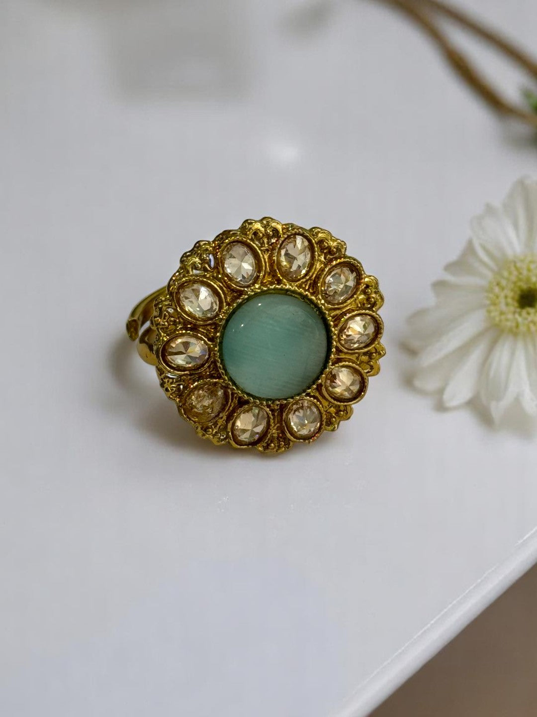 SEA GREEN ERISHA KUNDAN RINGS