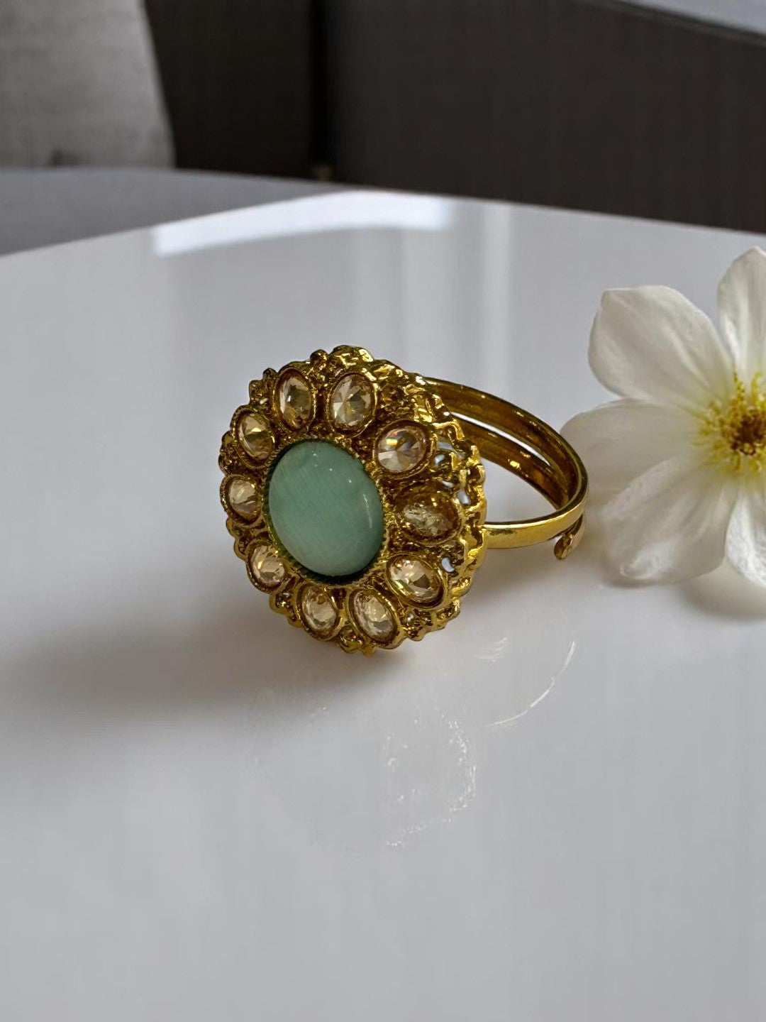 SEA GREEN ERISHA KUNDAN RINGS