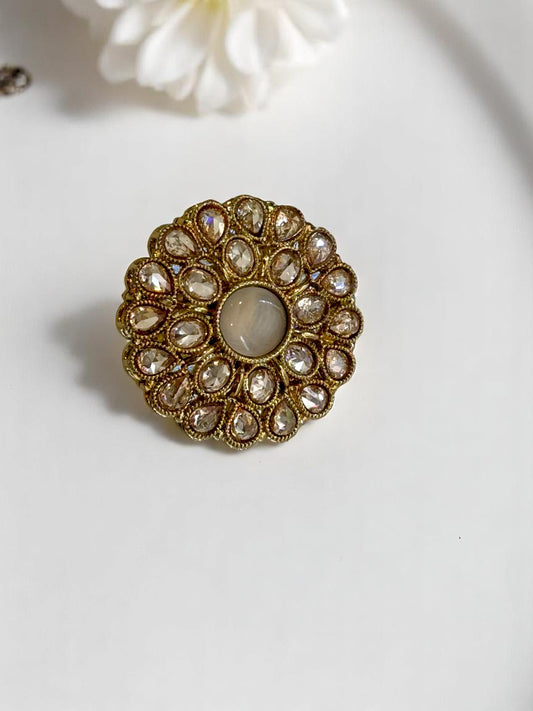 GREY HANSHIKA KUNDAN RINGS