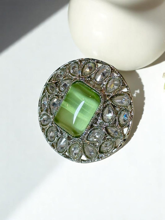 SEA GREEN JANVIKA KUNDAN RINGS