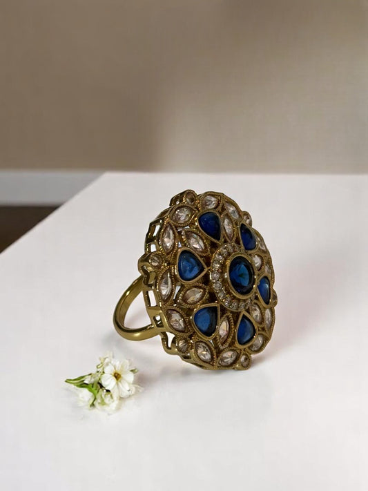 BLUE EKISHAA KUNDAN RINGS