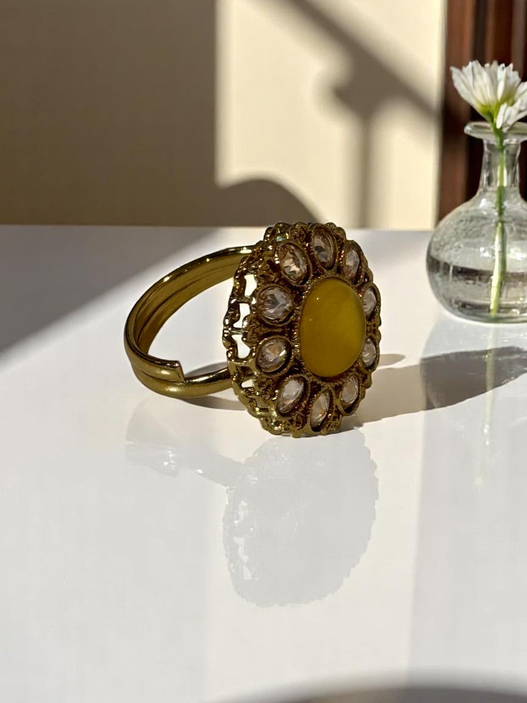 YELLOW ERISHA KUNDAN RINGS