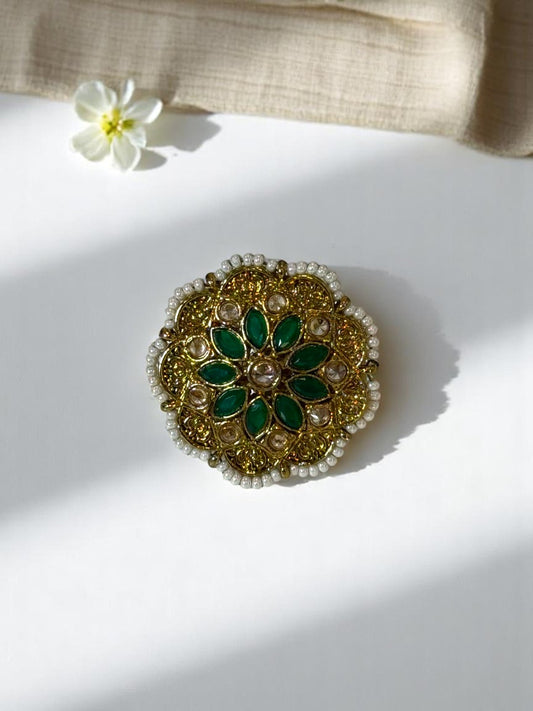 GREEN PEARL INAYAA KUNDAN RINGS